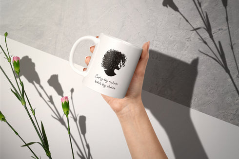 Cana alba ceramica - Curly by nature 325 ml