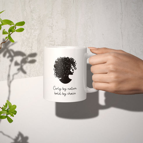 Cana alba ceramica - Curly by nature 325 ml